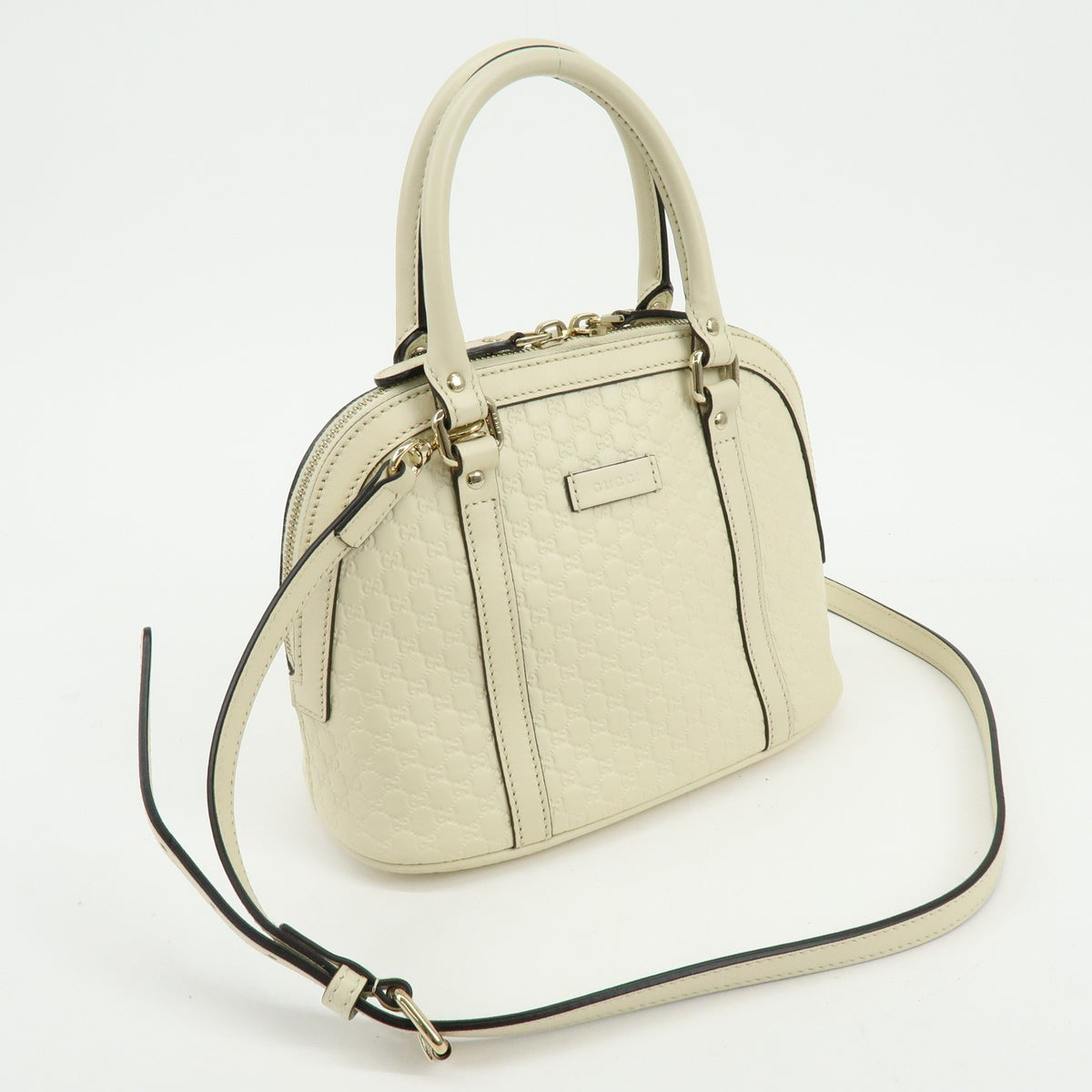 Gucci Convertible Dome Satchel Guccissima Leather, White, Leather, Handbag