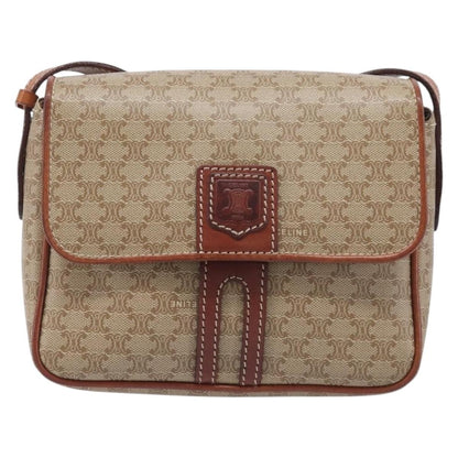 Celine Macadam Shoulder Canvas, Beige, Canvas, Crossbody Bag