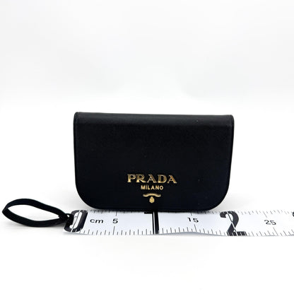 Prada Convertible Flap Clutch Saffiano Leather, Black, Leather, Clutch