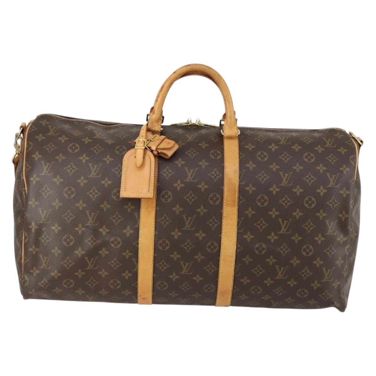 Louis Vuitton Keepall Bandouliere Bag Monogram Canvas, BROWN, CANVAS, Travel bag