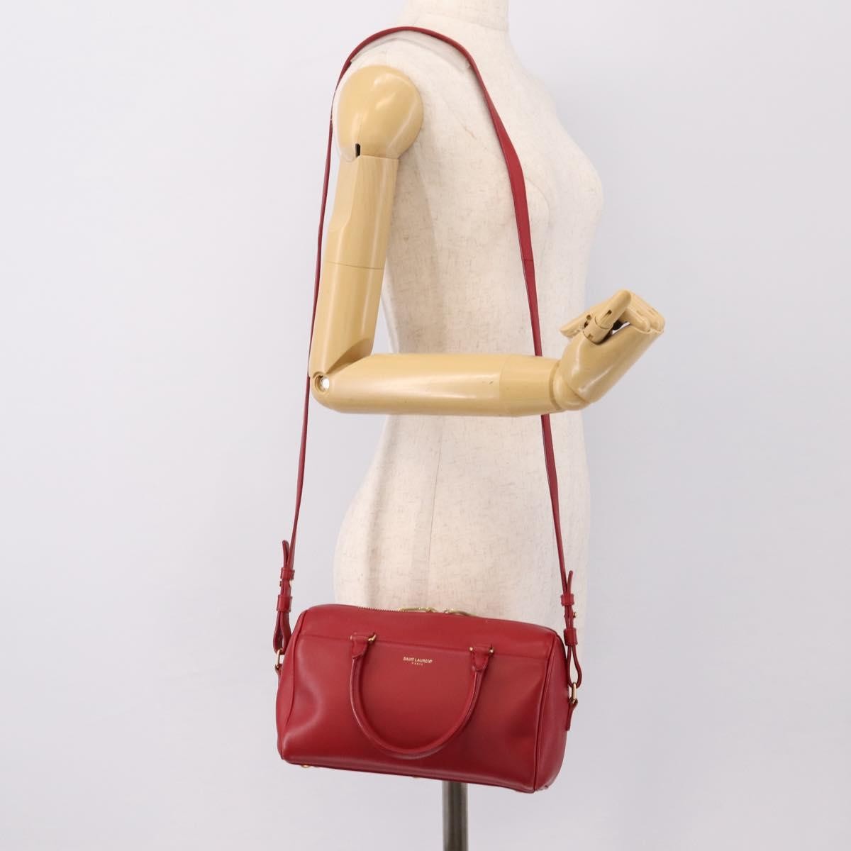 Saint Laurent Classic Baby Duffle Leather, Red, Leather, Handbag