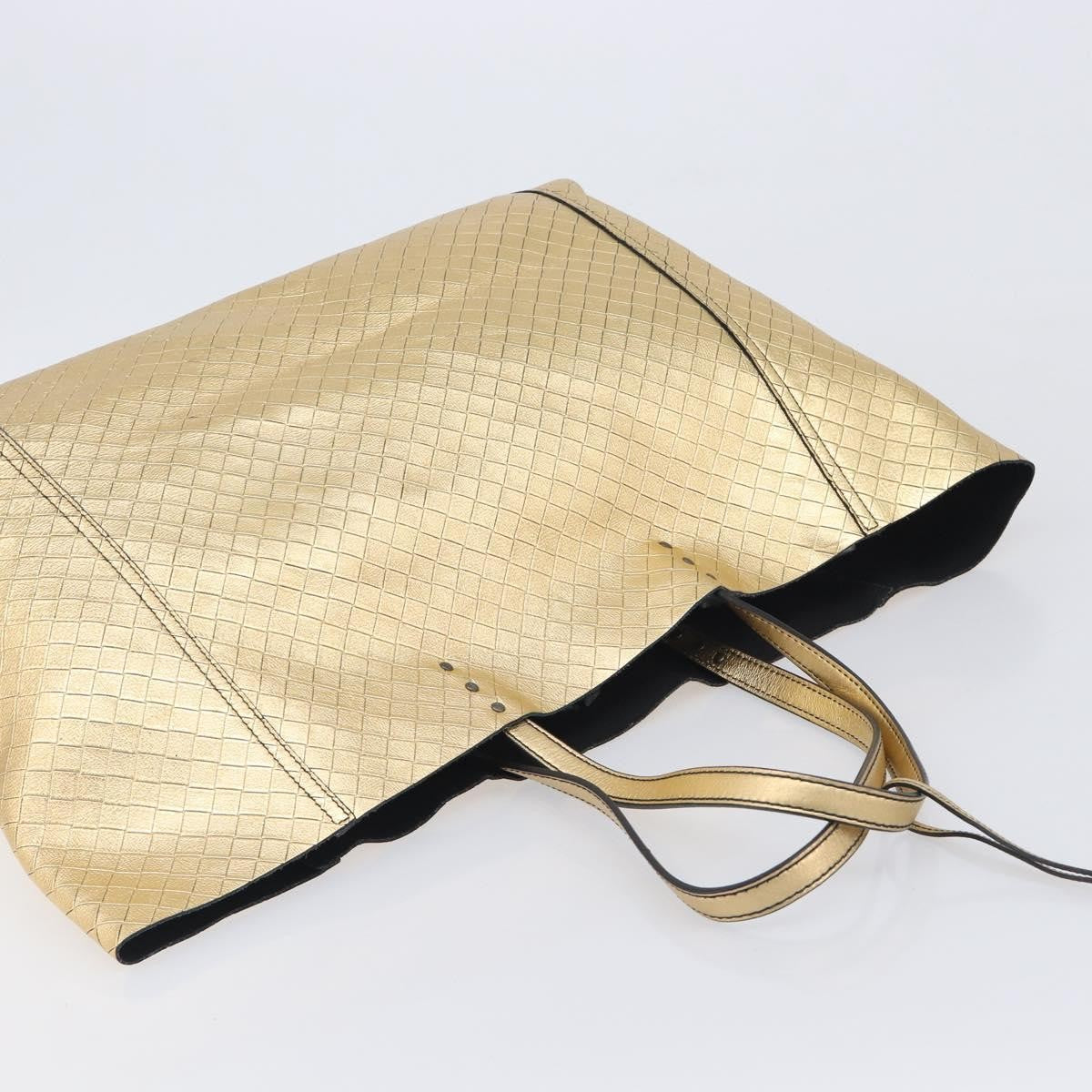 Bottega Veneta Intrecciomirage Leather, Gold, Leather, Tote Bag