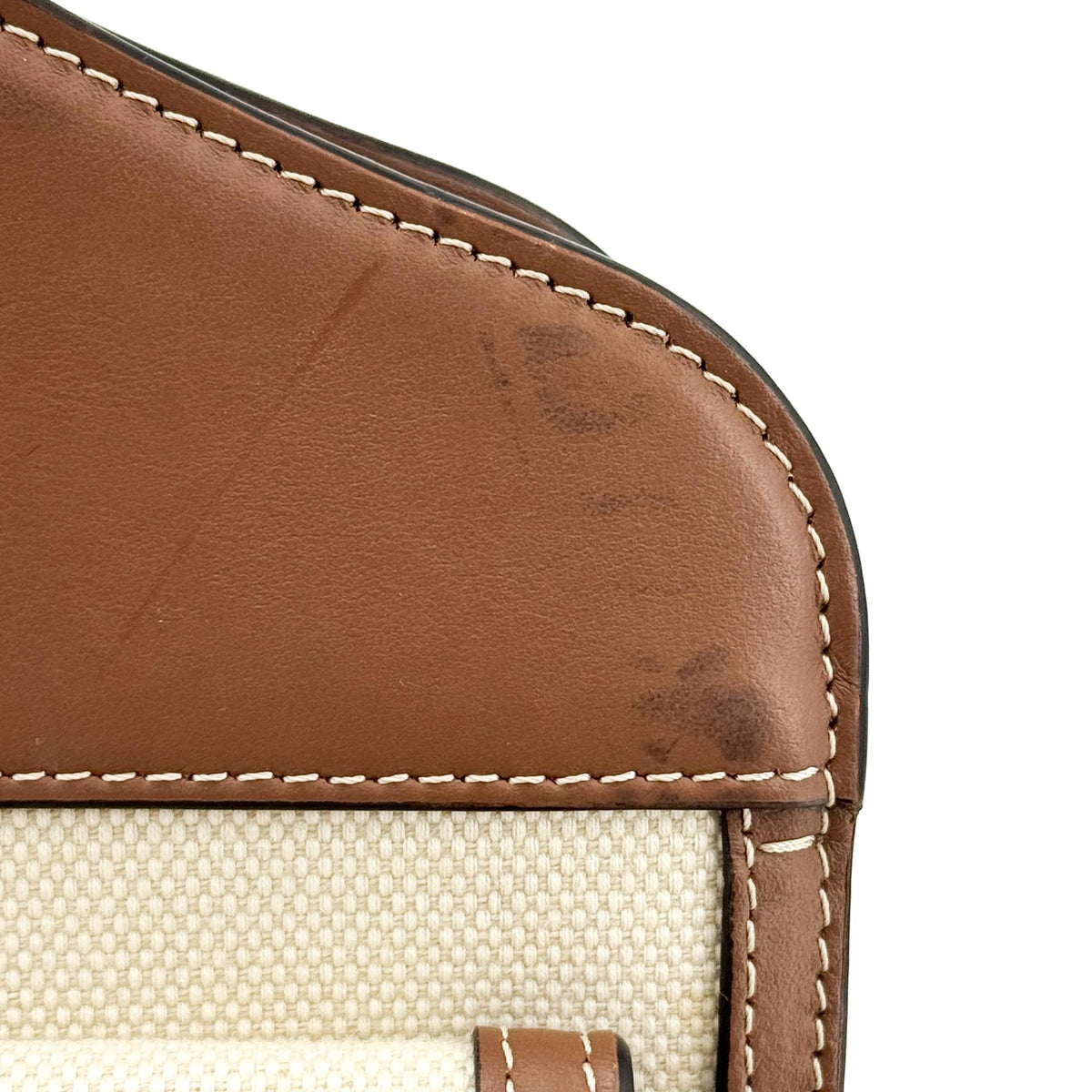 Burberry Logo Pocket Canvas with Leather, Brown, Canvas, Tote Bag