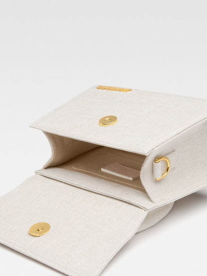 Jacquemus Chiquito mini beige clair linen, BEIGE, LINEN, Crossbody bag