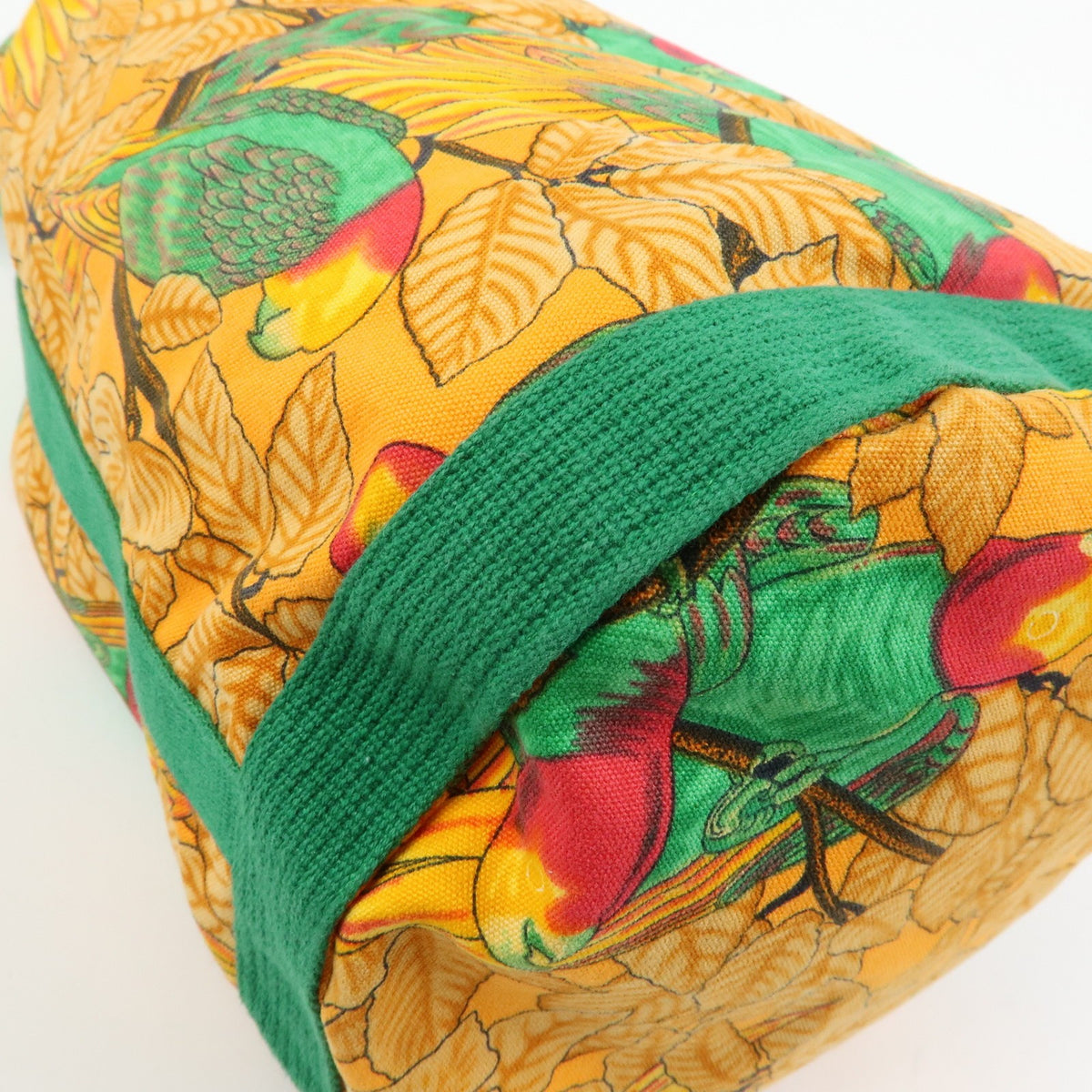 Hermes Vintage Drawstring Bucket Printed Canvas, Orange, Canvas, Shoulder Bag