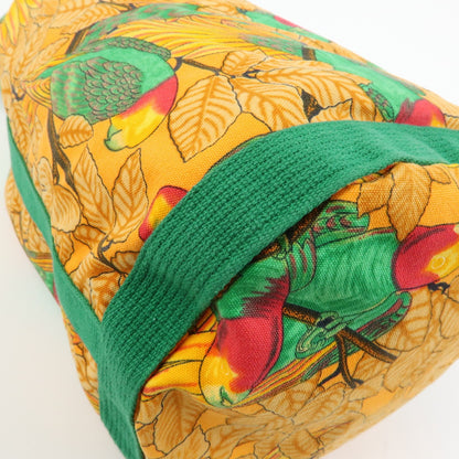 Hermes Vintage Drawstring Bucket Printed Canvas, Orange, Canvas, Shoulder Bag