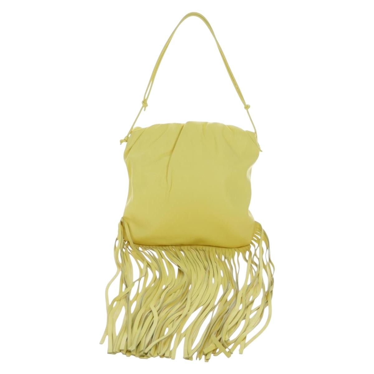 Bottega Veneta The Fringe Leather, Yellow, Leather, Clutch