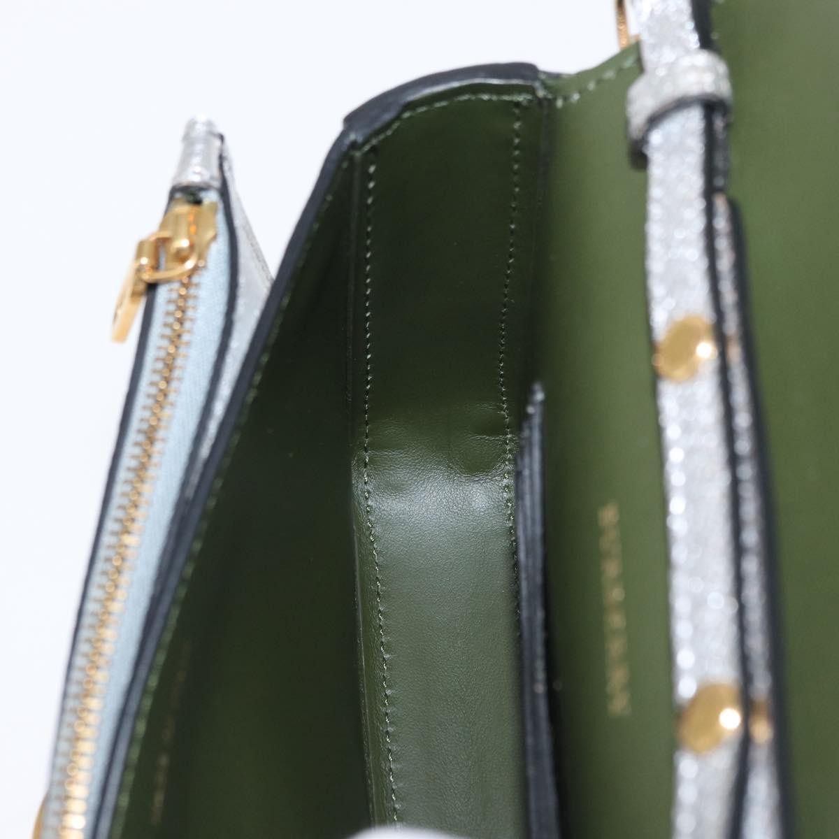 Burberry D-Ring Chain Leather, Silver, Leather, Shoulder Bag