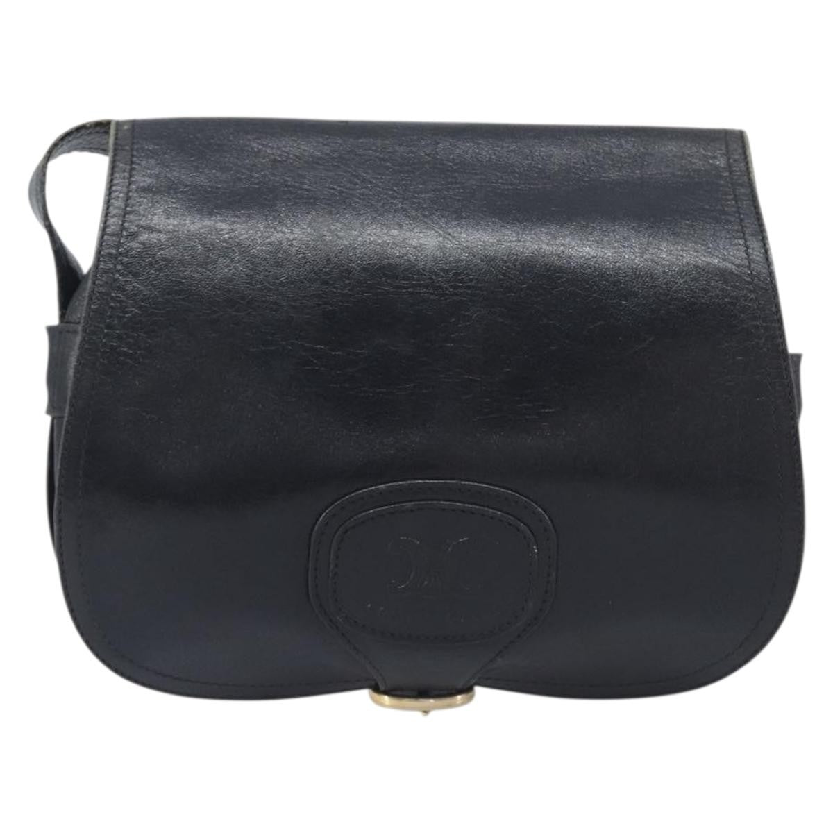 Celine Shoulder Leather, Black, Leather, Shoulder Bag