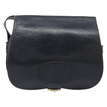Celine Shoulder Leather, Black, Leather, Shoulder Bag