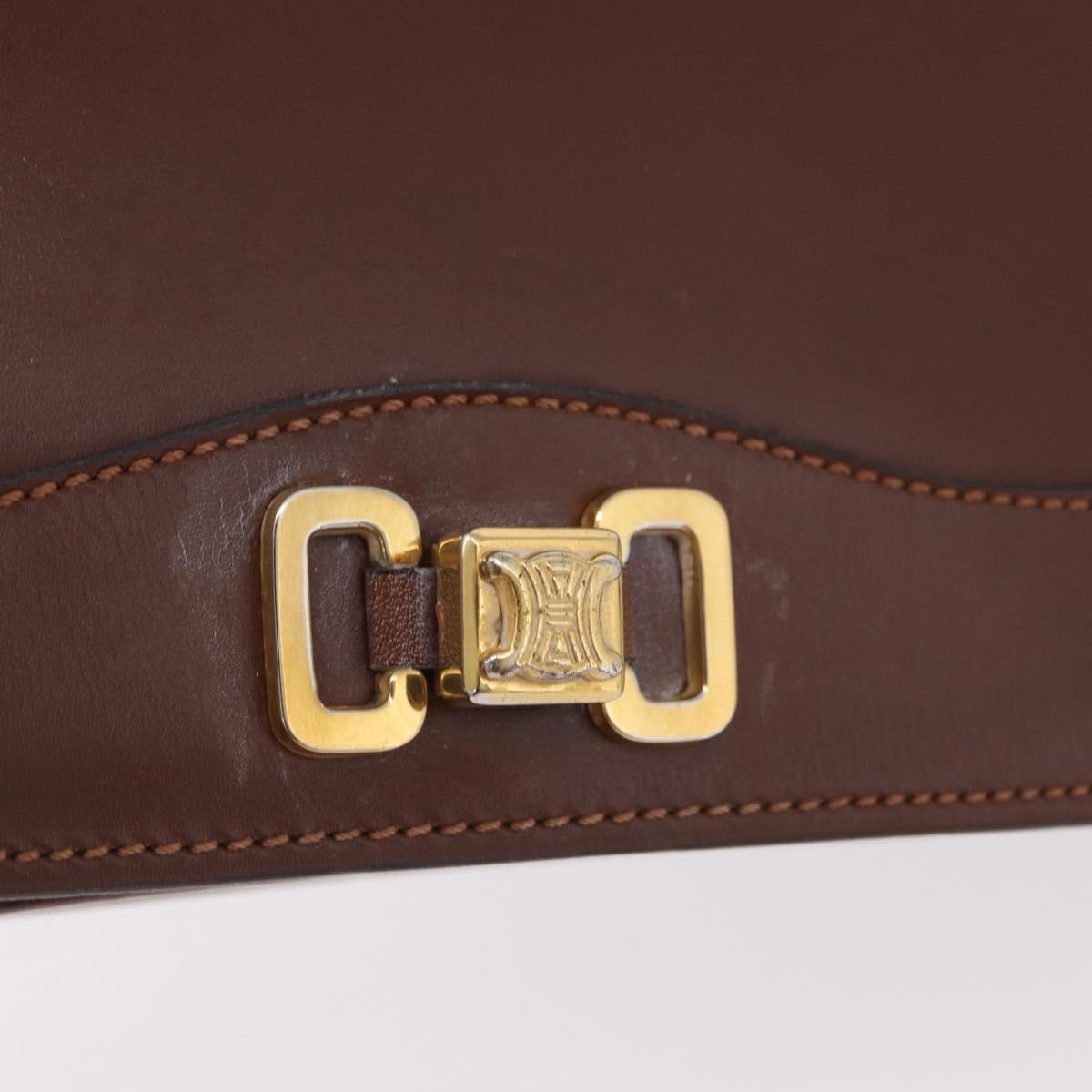 Celine Triomphe Leather, Brown, Leather, Shoulder Bag