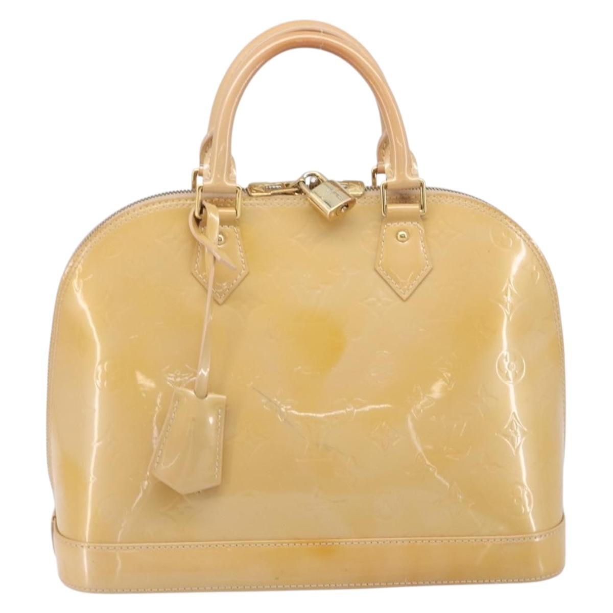 Louis Vuitton Alma Monogram Vernis, Beige, Patent Leather, Handbag