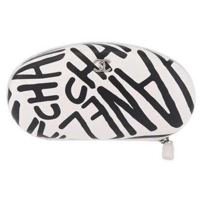 Chanel Coco Neige Zip Around Sunglasses Case with Chain Printed Leather, White, Leather, Sunglasses
