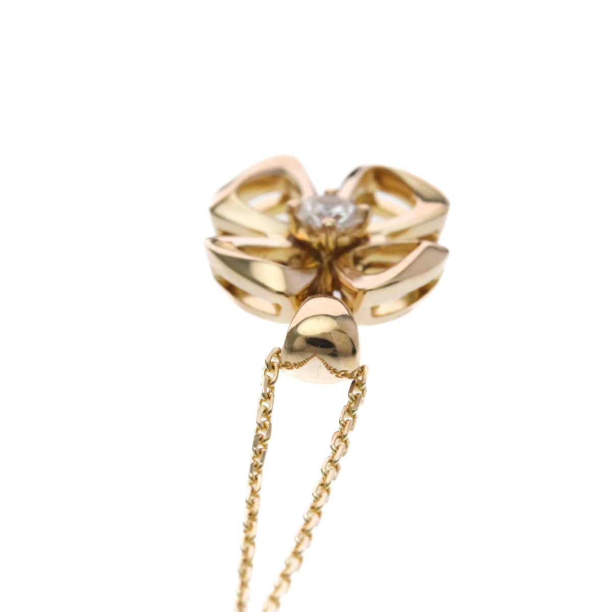 Bvlgari Fiorever Pendant 18K Rose Gold with Ruby and Diamonds, Gold, Pink Gold, Necklace