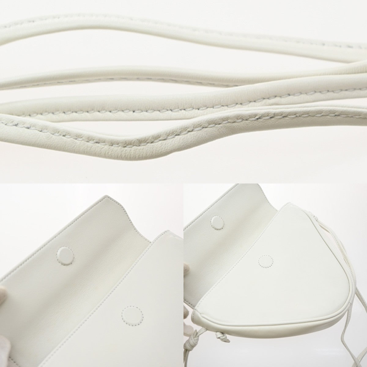 Celine Triangle Leather, White, Leather, Shoulder Bag