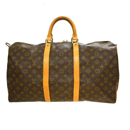 Louis Vuitton Keepall Bandoulière Monogram, Brown, Canvas, Travel Bag