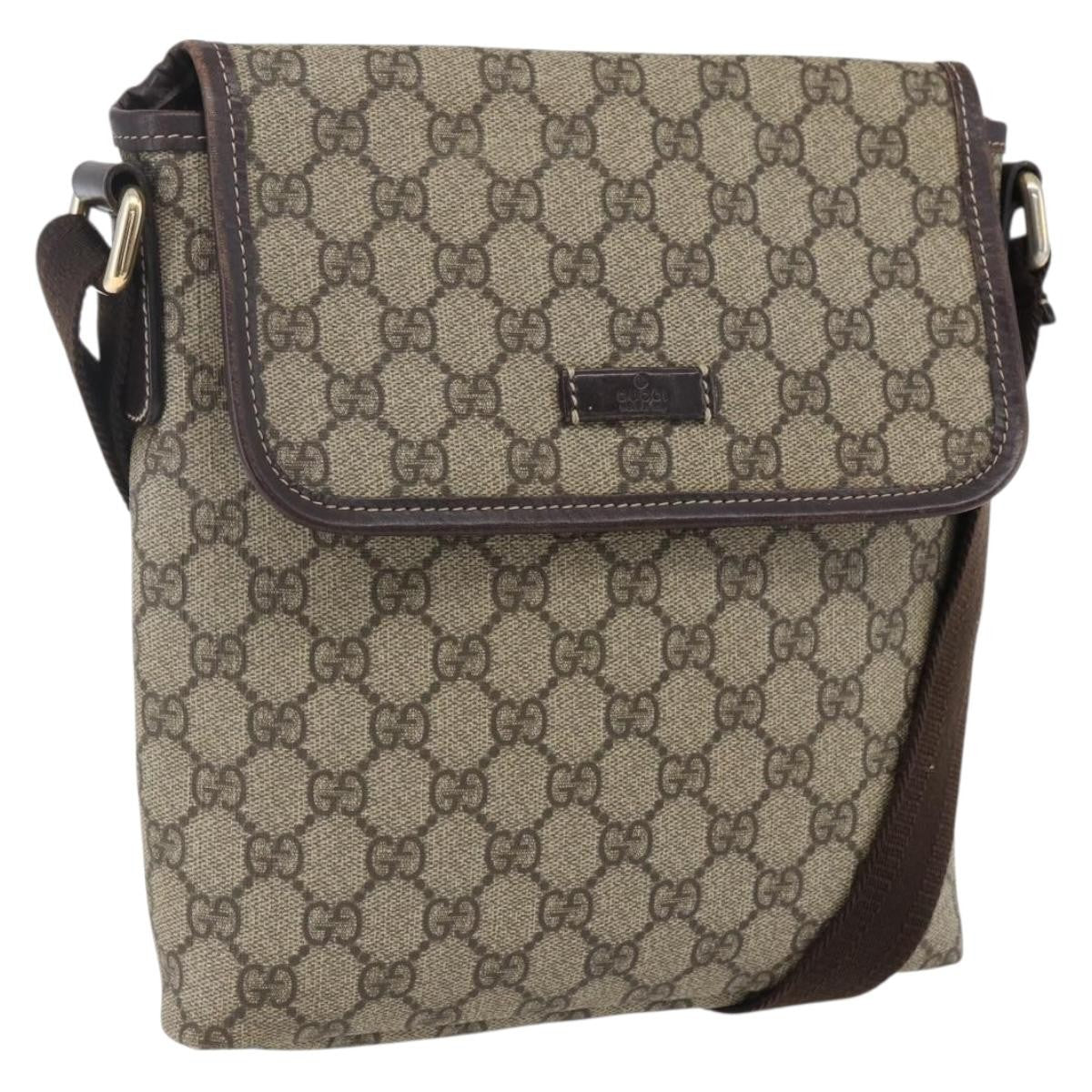 Gucci Flap Messenger GG Coated Canvas, Beige, Canvas, Shoulder Bag