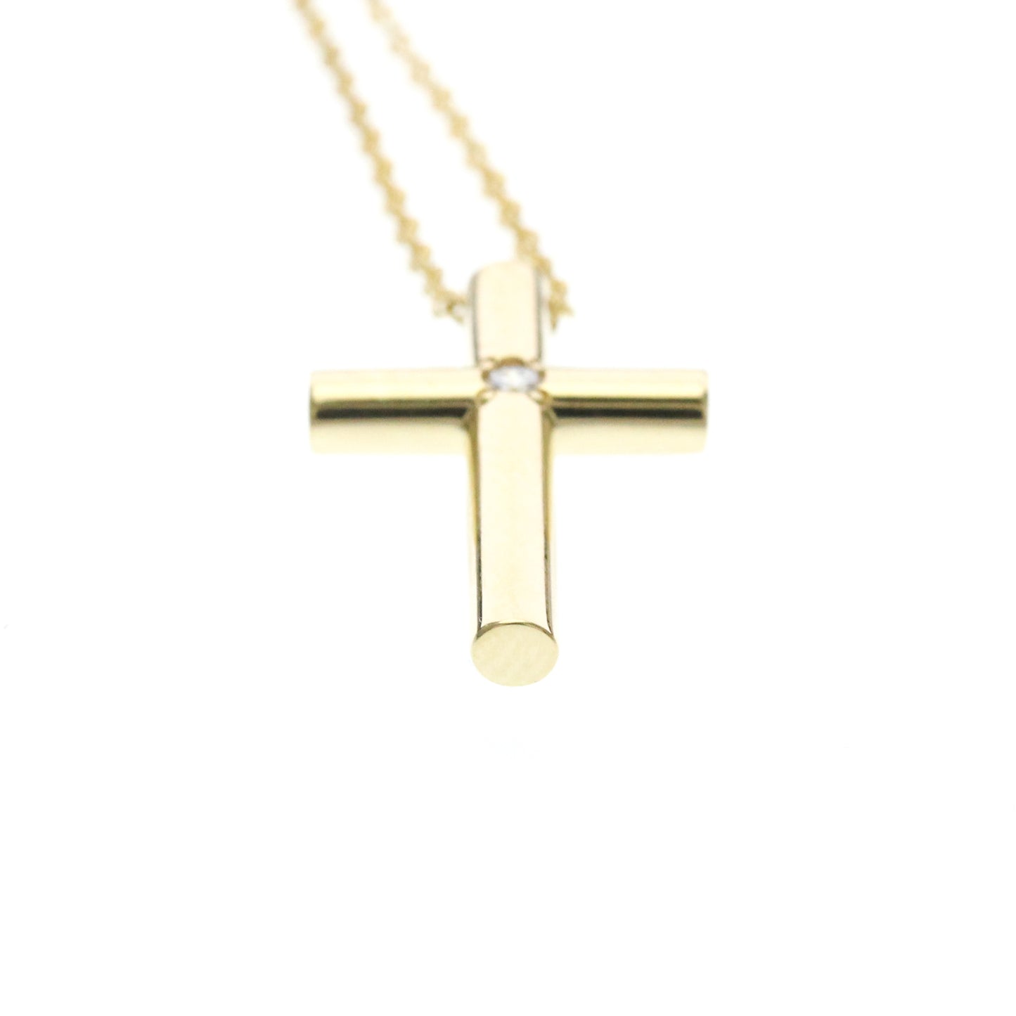 Tiffany & Co. Cross Pendant 18K Yellow Gold with Diamond, Gold, Yellow Gold, Necklace
