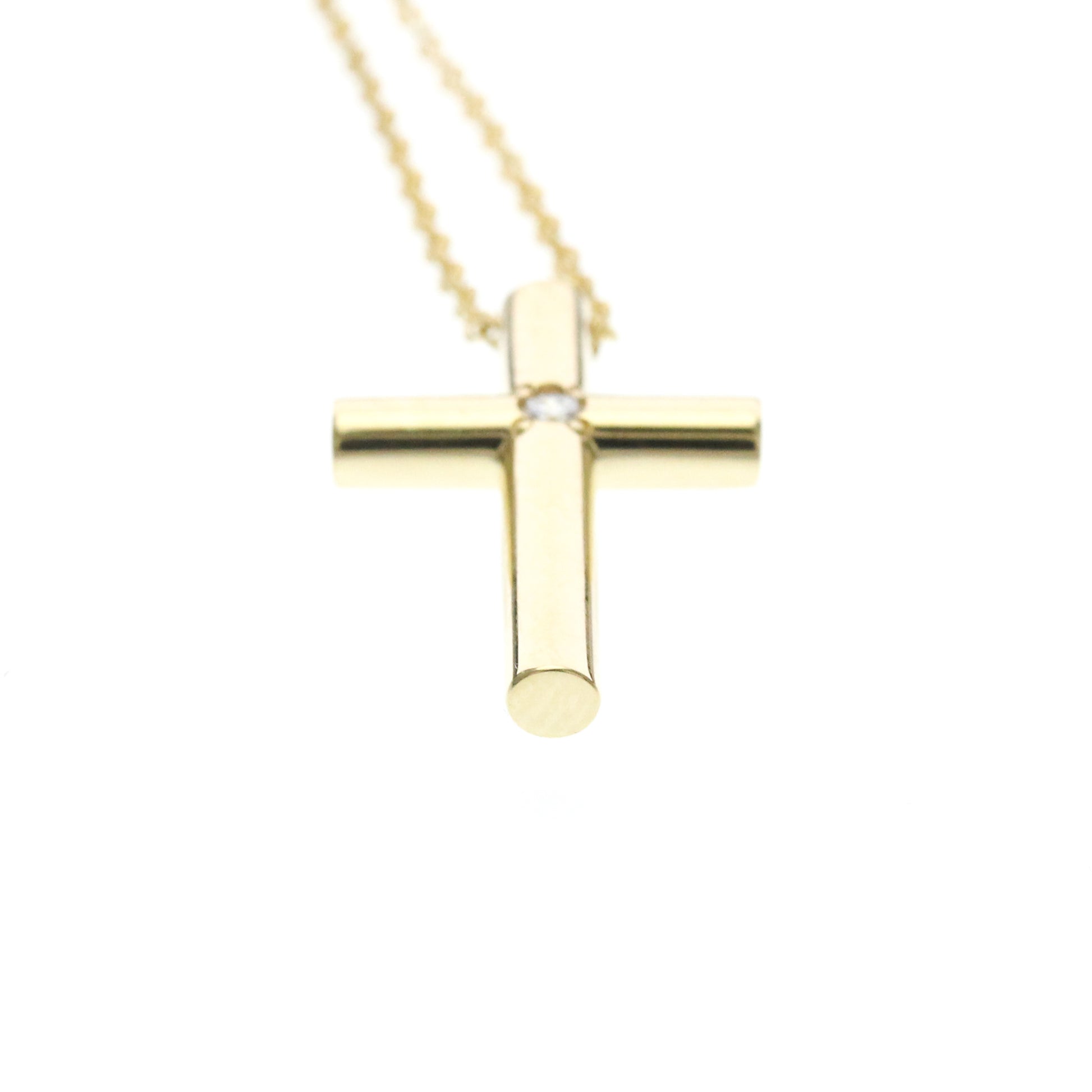 Tiffany & Co. Cross Pendant 18K Yellow Gold with Diamond, Gold, Yellow Gold, Necklace