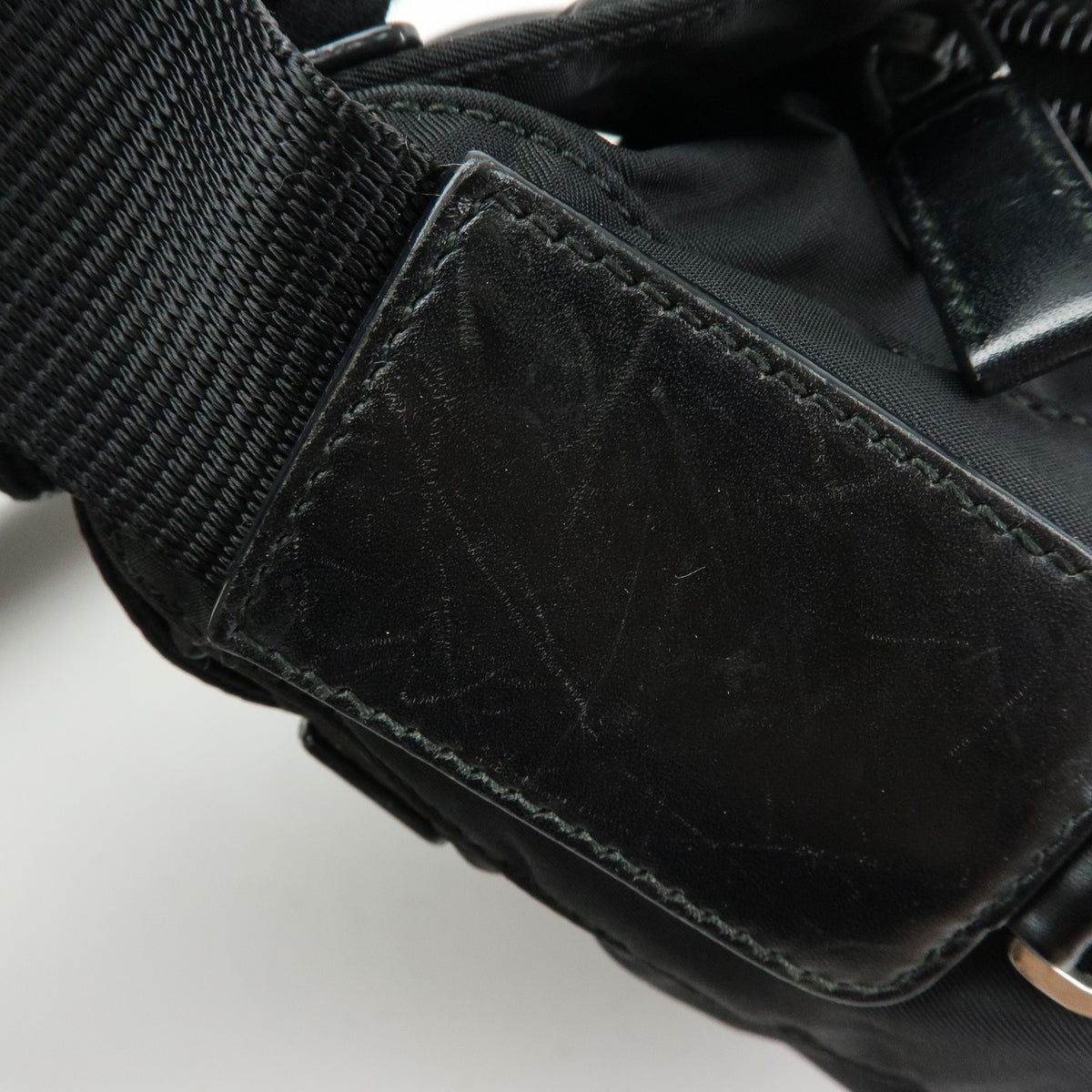 Prada Zip Buckle Messenger Tessuto, Black, Nylon, Handbag