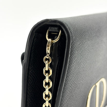 Christian Dior 30 Montaigne 2-in-1 Leather, Black, Calfskin, Clutch