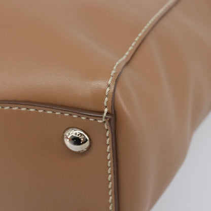 Prada Covered Strap Open City Calfskin, Beige, Leather, Tote Bag