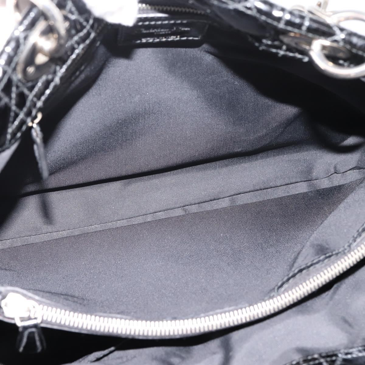 Christian Dior Soft Chain Cannage Quilt Patent, Black, Patent Leather, Tote Bag