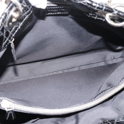 Christian Dior Soft Chain Cannage Quilt Patent, Black, Patent Leather, Tote Bag