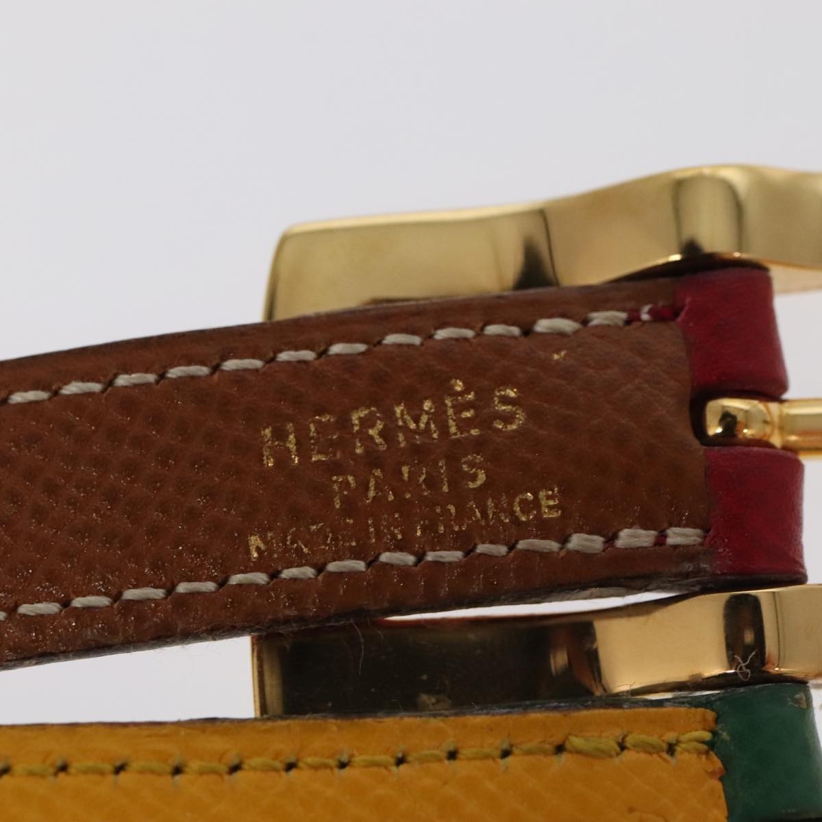 Hermes Double Hole Buckle Belt Metal and Leather, Multicolour, Leather, Belt