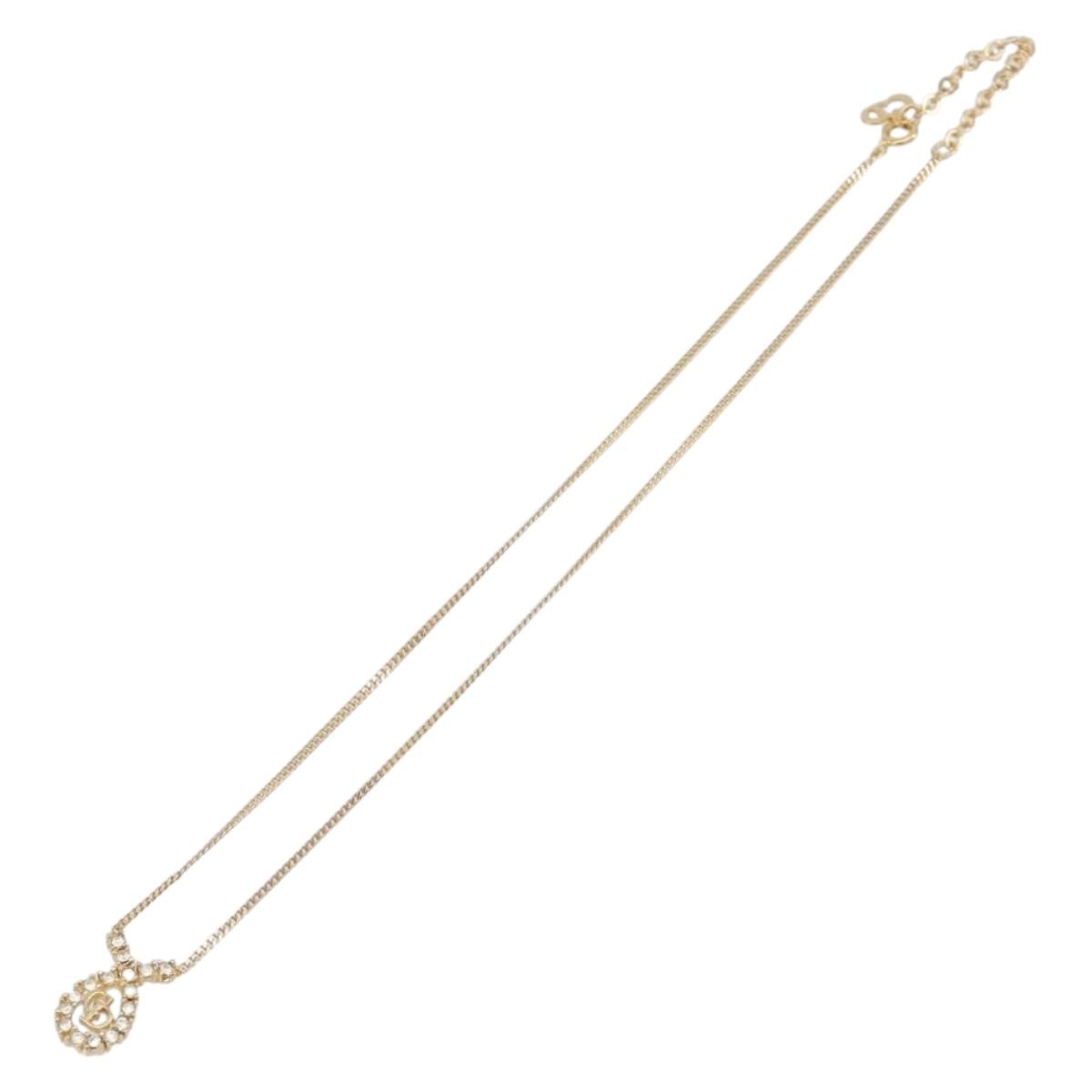 Christian Dior CD Long Metal with Beads, Gold, Metal, Necklace