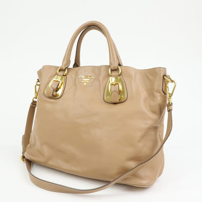 Prada Convertible Shopper Soft Calf, Brown, Leather, Tote Bag