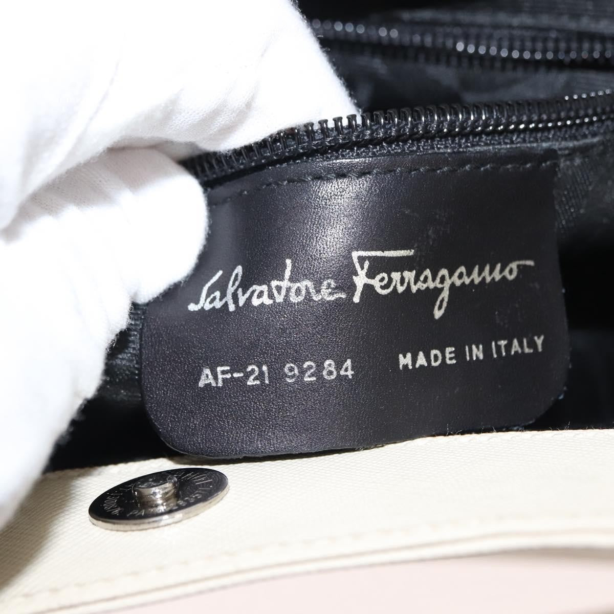 Salvatore Ferragamo Shoulder Leather, Ecru, Leather, Shoulder Bag