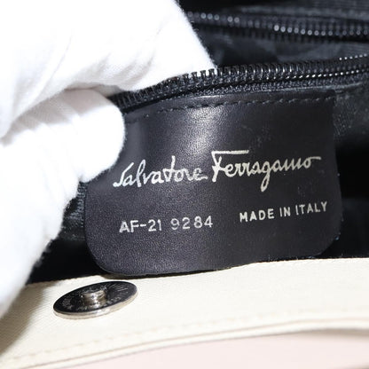 Salvatore Ferragamo Shoulder Leather, Ecru, Leather, Shoulder Bag