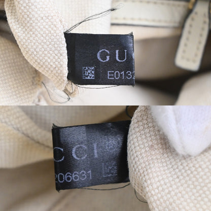 Gucci Twill Satchel Leather, White, Leather, Shoulder Bag