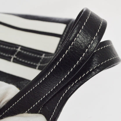 Balenciaga Barbes East West Shopper Tote Striped Leather, Black, Leather, Tote Bag