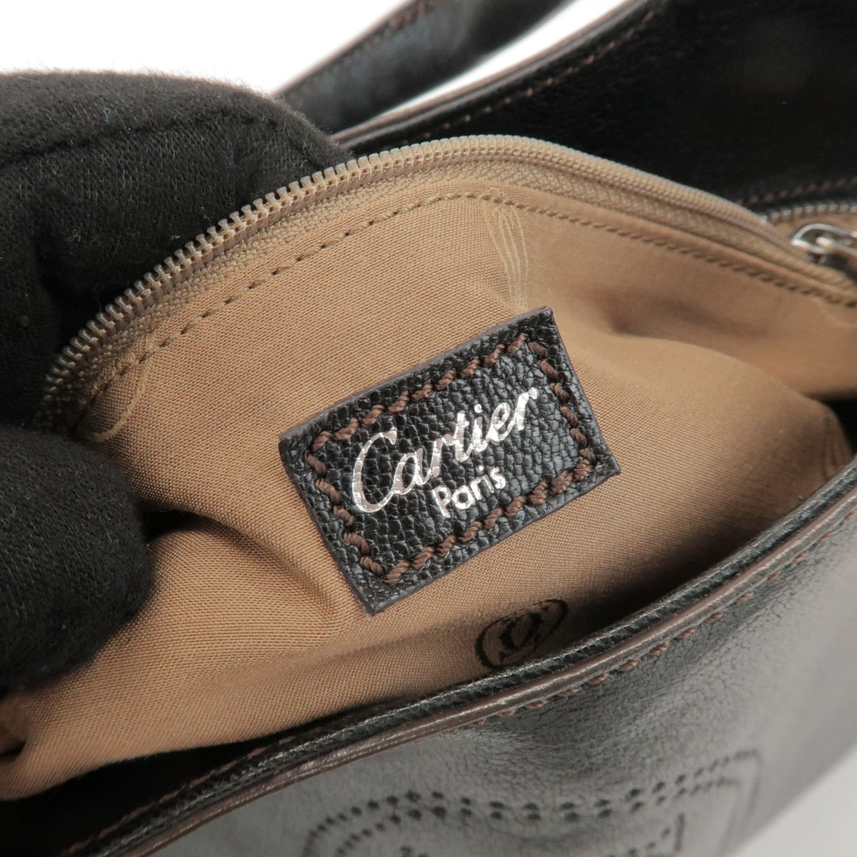 Cartier Marcello Leather, Black, Leather, Handbag