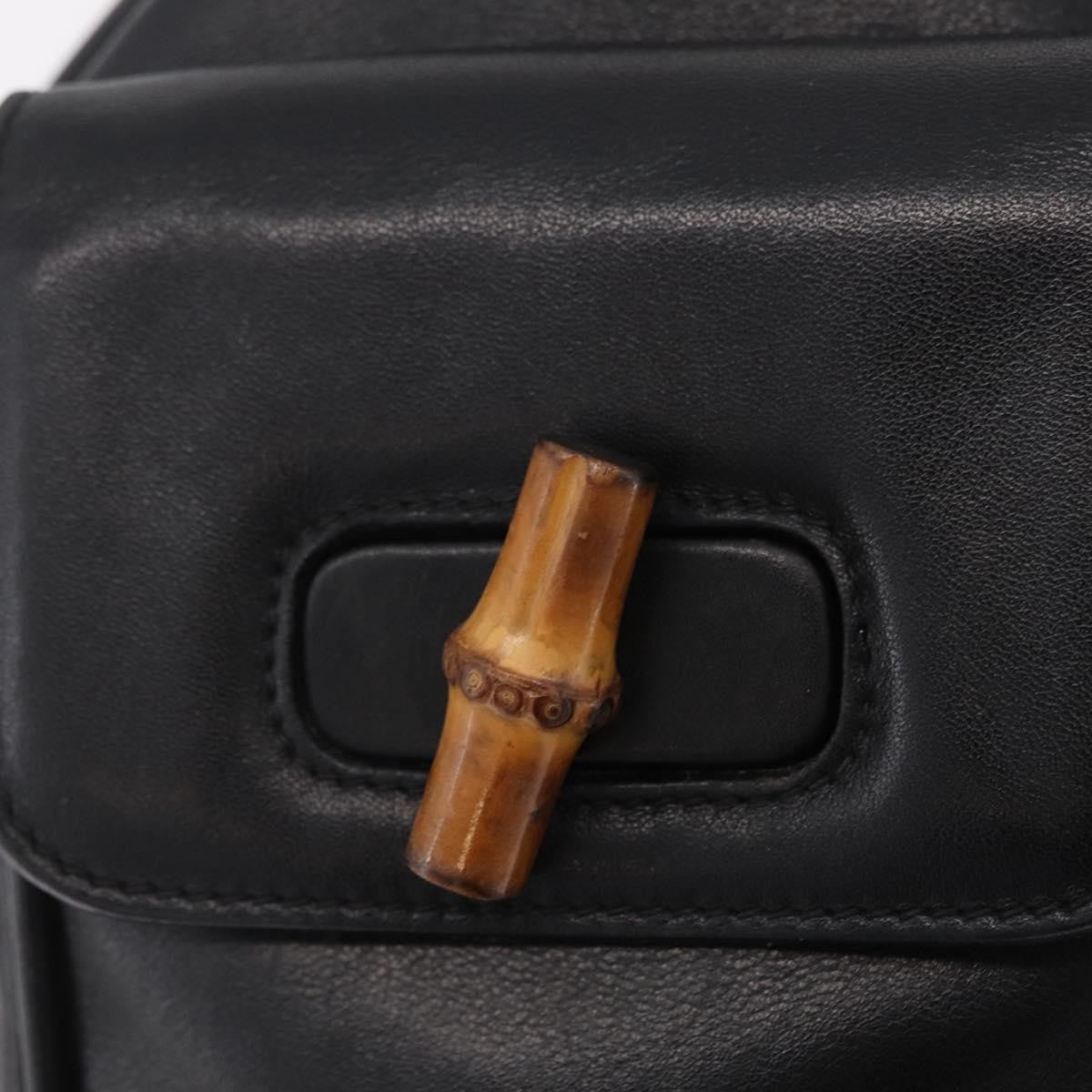 Gucci Vintage Bamboo Leather, Black, Leather, Backpack