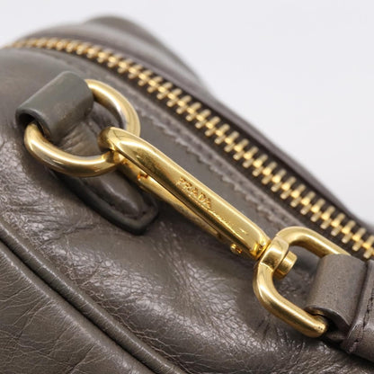 Prada Convertible Bauletto Vitello Shine, Gray, Leather, Handbag