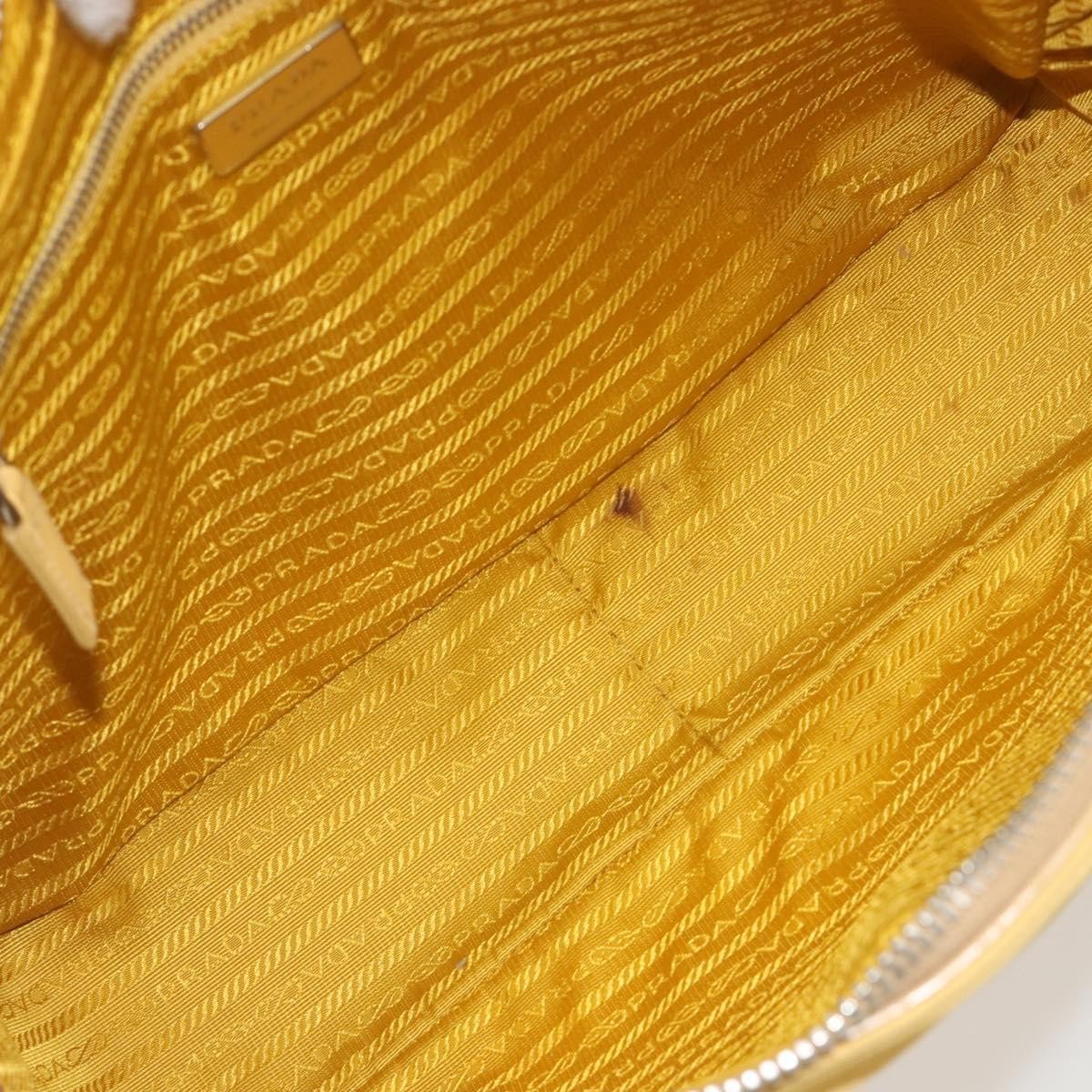 Prada Bauletto Tessuto with Saffiano Leather, Yellow, Canvas, Handbag