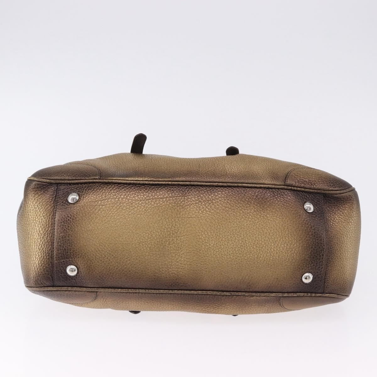 Prada Belted Frame Satchel Metallic Leather, Gold, Leather, Handbag