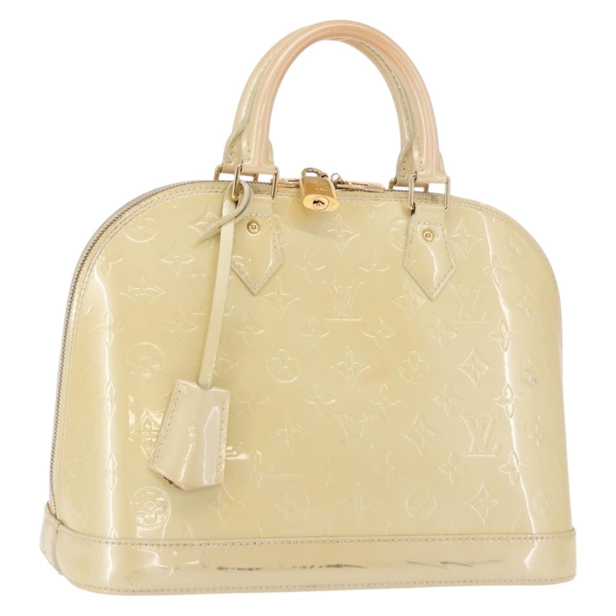 Louis Vuitton Alma Monogram Vernis, Beige, Patent Leather, Handbag