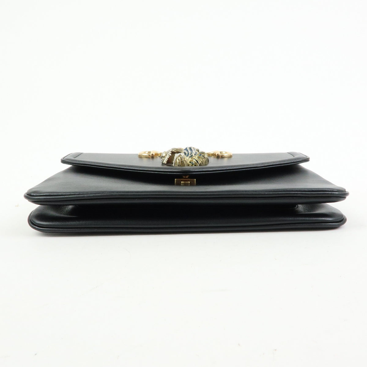 Gucci Rajah Chain Leather, Black, Leather, Tote Bag