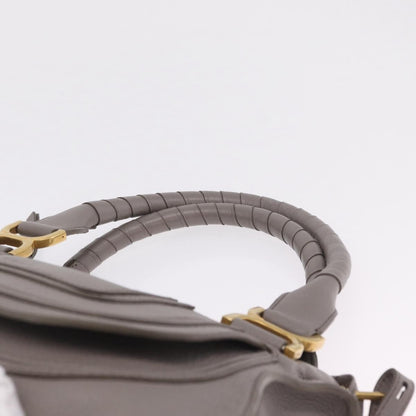 Chloe Marcie Satchel Leather, Gray, Leather, Handbag