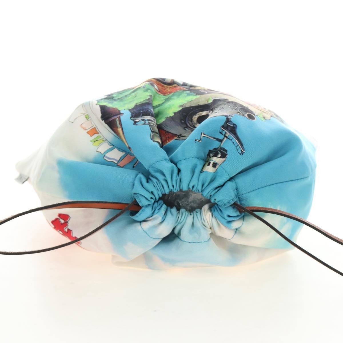 Loewe Paula Drawstring Printed Canvas, Blue, Canvas, Clutch
