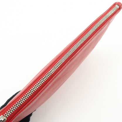 Balenciaga Everyday Logo Printed Leather, Red, Leather, Clutch