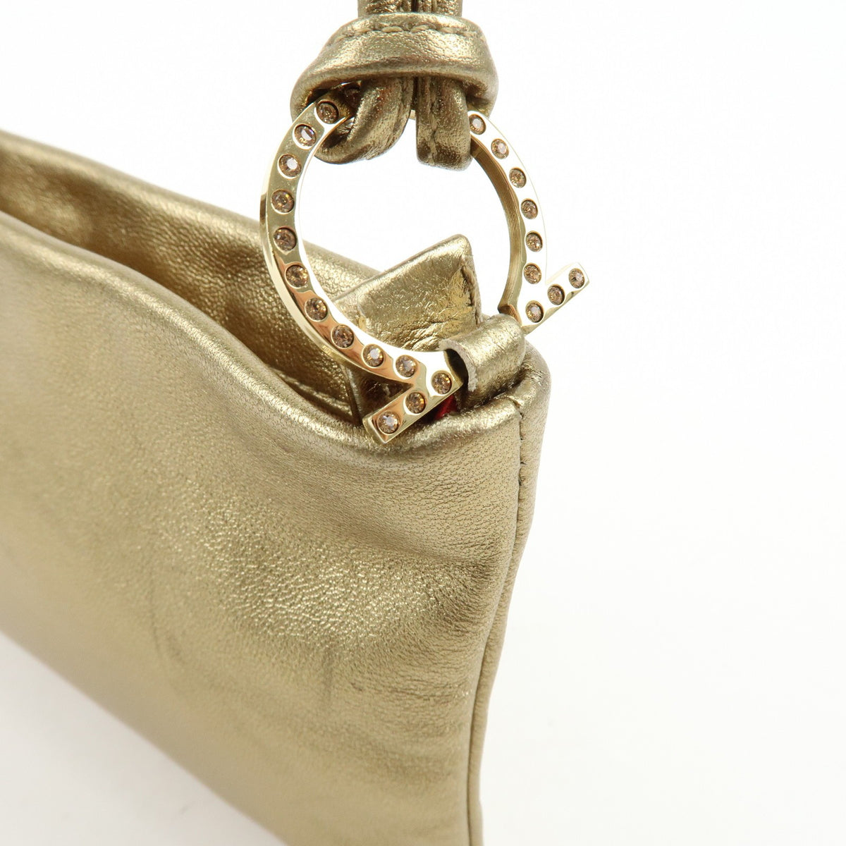 Salvatore Ferragamo Gancini Leather, Gold, Leather, Crossbody Bag