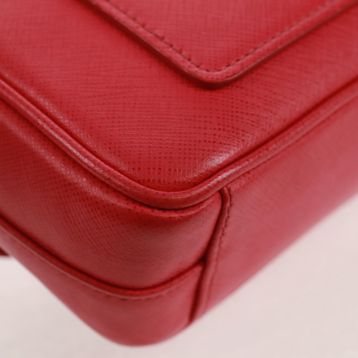 Prada Sound Chain Saffiano Leather, Red, Leather, Shoulder Bag