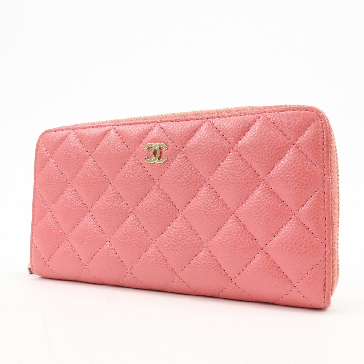 Chanel Zip Around Organizer Quilted Caviar, Pink, Leather, Wallet