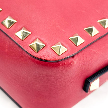 Valentino Garavani Rockstud Camera Leather, Red, Leather, Crossbody Bag