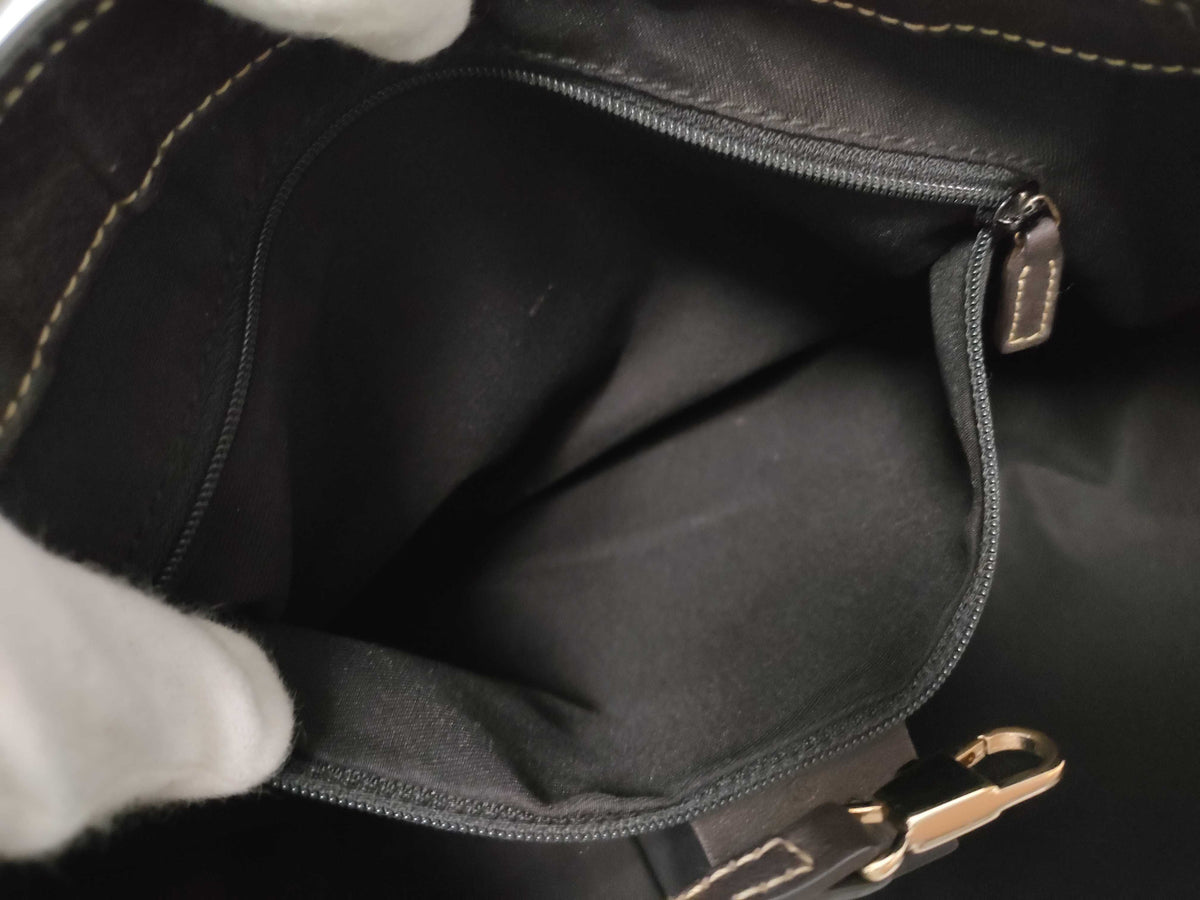 Gucci D Ring Hobo Leather, Brown, Leather, Shoulder Bag